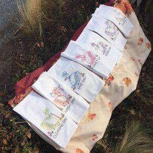 “Day of the Week” Hand Embroidered Tea Towels
